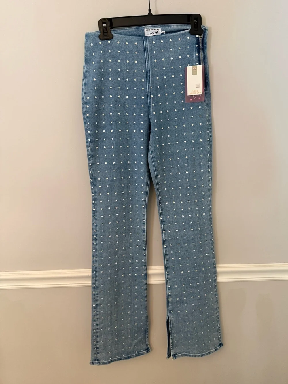 NWT Good American Dolly Crystal Denim Pants. "Jolean's Jeans" 4/27 - Picture 3 of 12